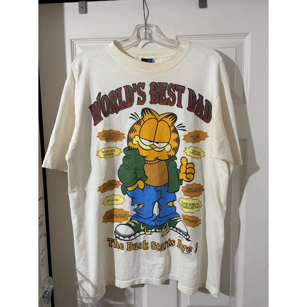 Garfield World’s Best Dad Shirt Sz L Cartoon Cat Jim Davis